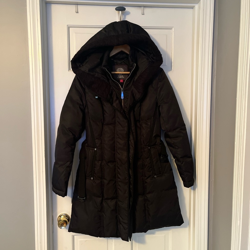 Vince Camuto Black Hooded Puffer Jacket